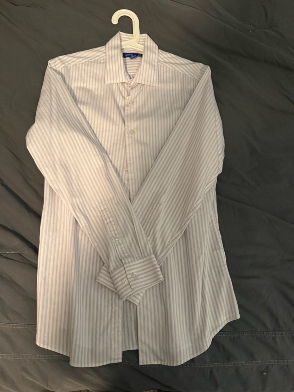 Apt. 9 White Dress Shirt with Light Gray Stripes